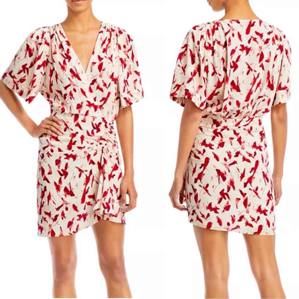 IRO Carta Printed Silk Ruched Dress